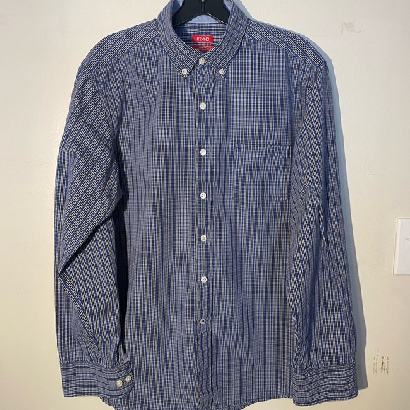 IZOD men’s slim fit blue /black/ white stripe button down size large - Picture 1 of 5